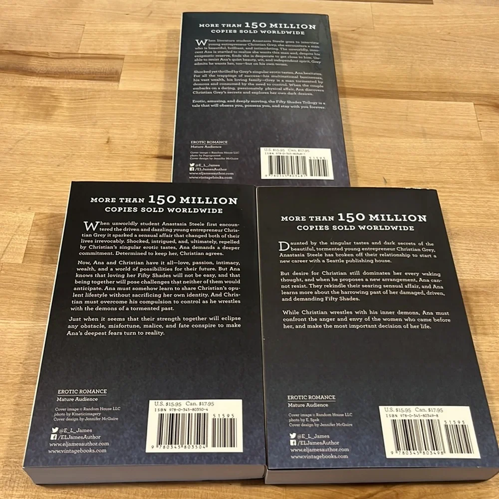 Fifty Shades of Grey Complete 3 Book Set Bundle Paperback